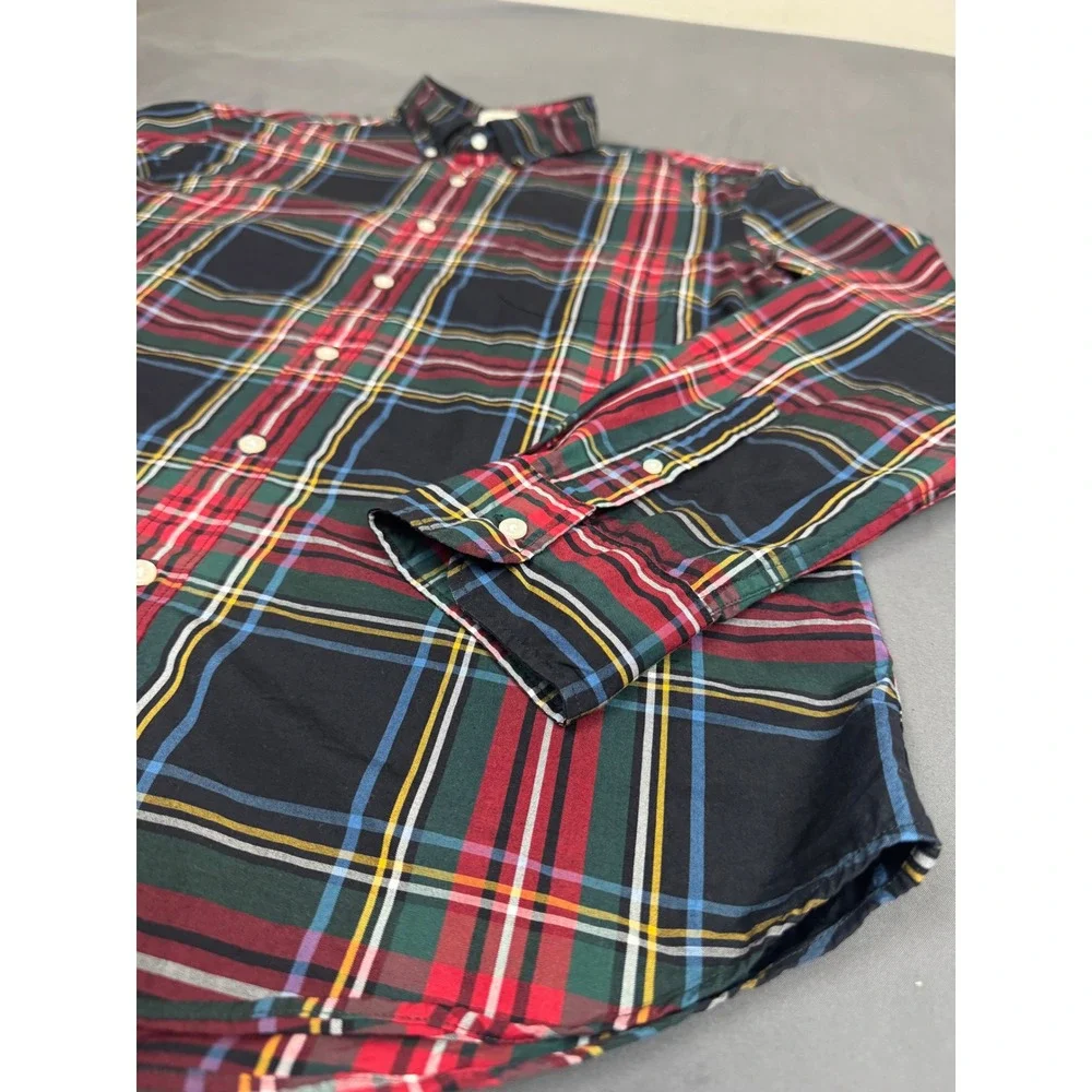 J. Crew Mens XL Slim Secret Wash Organic Cotton Stretch Plaid Button Down Shirt